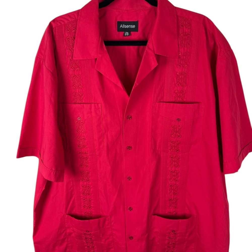Allsense Vibrant Red Lightweight Shirt Jacket with Camp Collar